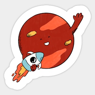 Rocket orbiting the planet Sticker